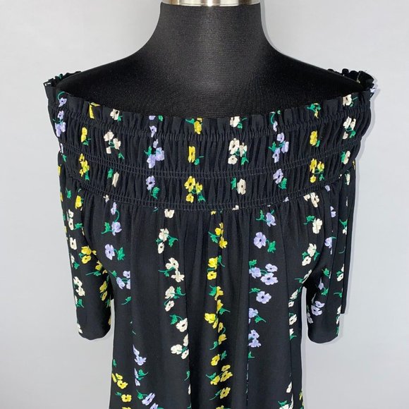 Ann Taylor S Floral Patterned Off The Shoulder Short Sleeve Blouse Top - Picture 2 of 12